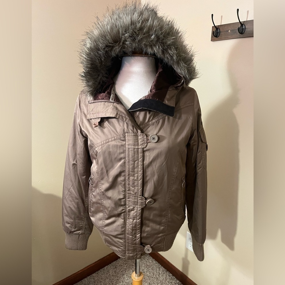 Columbia Women’s Brown Waterproof Detachable Hooded Coat Sz S EUC